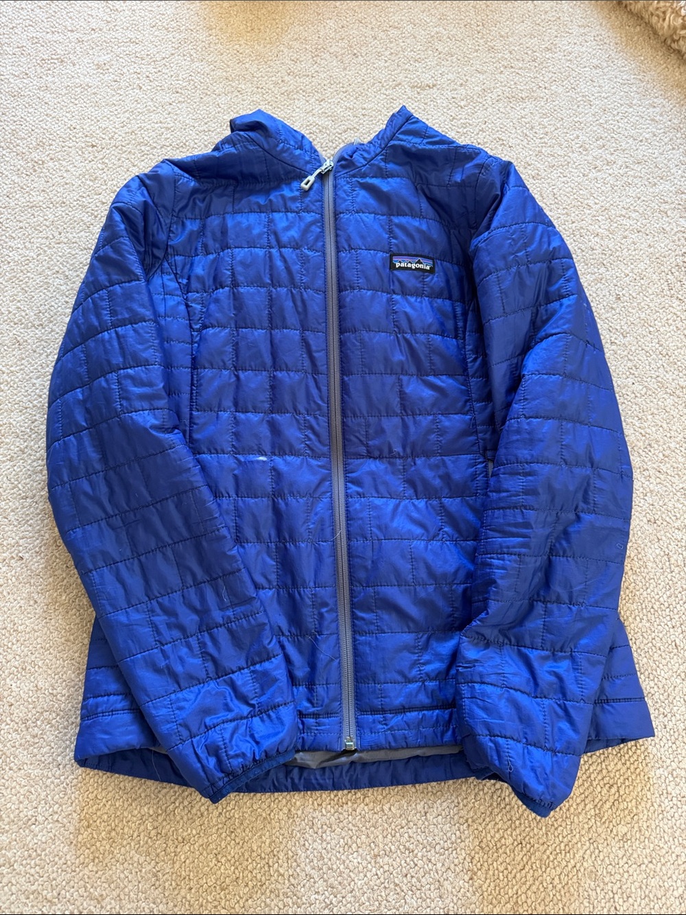 Patagonia Kids Royal Blue Quilted Puffer Jacket with Hood